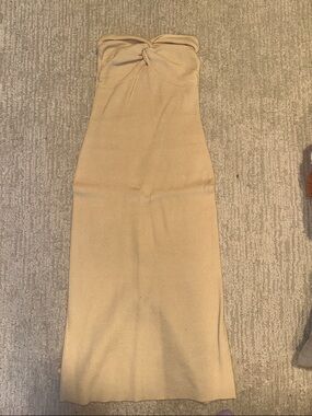 Strapless Knit Maxi Dress in Camel